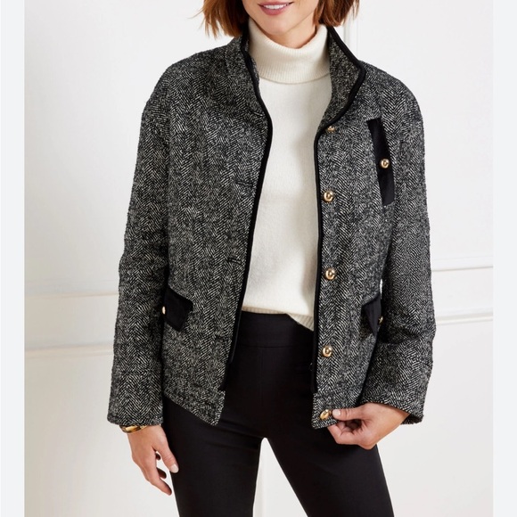 Talbots Boucle Herringbone Jacket Woven in Italy Women's MP Career Mob Wife - Picture 8 of 13